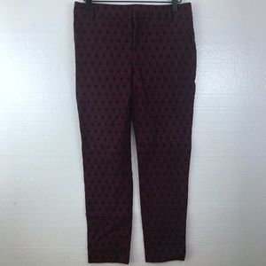 Fossil 6 Geometric Pattern Burgundy Skinny Pants